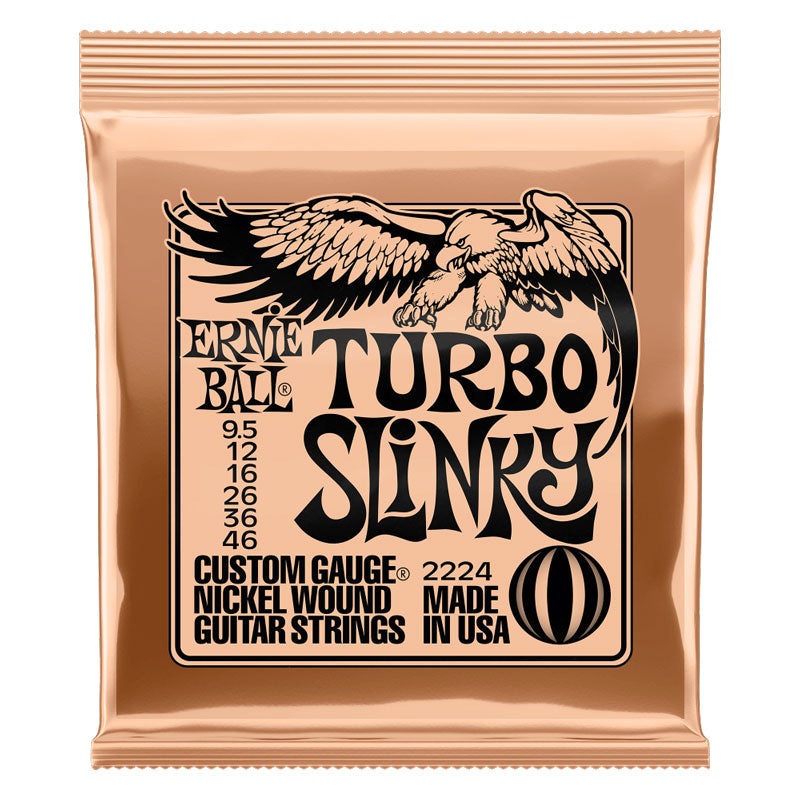 Ernie Ball Turbo Slinky Nickel Wound Electric Guitar Strings – 9.5-46