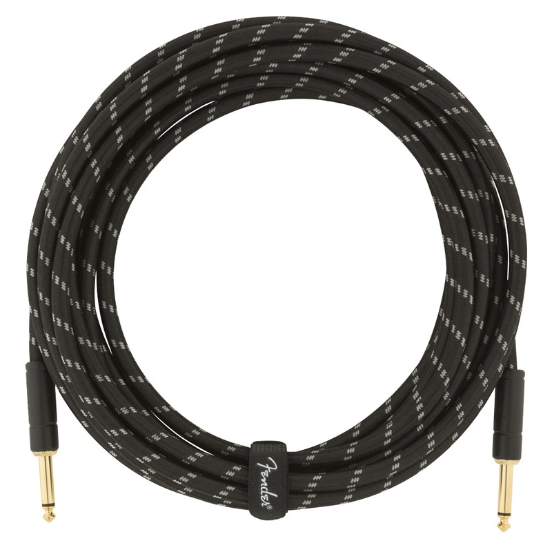 Fender Deluxe Series Straight to Straight Instrument Cable – Black Tweed – 18.6 ft.