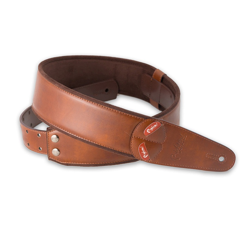 RightOn! Mojo 2.3 in. Vegan Leather Guitar and Bass Strap – Charm Brown