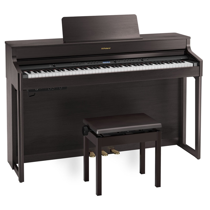 Roland HP-702 Digital Upright Piano with Stand and Bench – Dark Rosewood