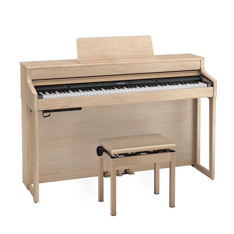 Roland HP-702 Digital Upright Piano with Stand and Bench – Light Oak