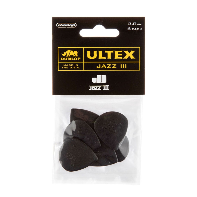 Dunlop 427P2.0 Ultex Guitar Picks – Jazz III (2.0mm) (6 Pack)