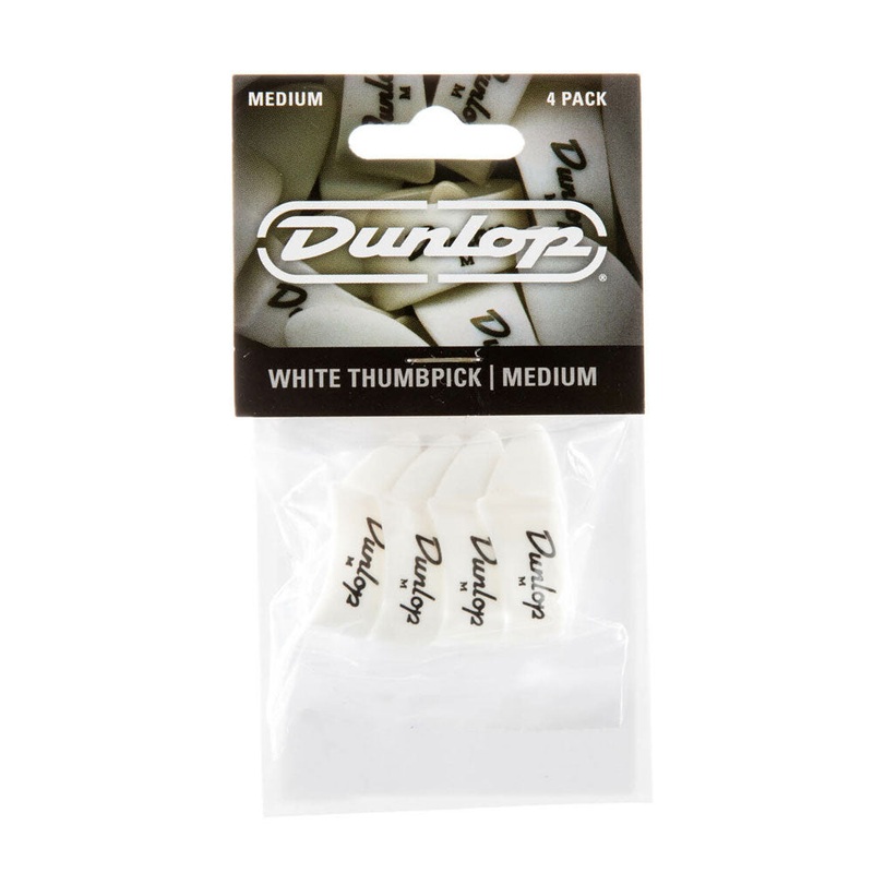 Dunlop – 9002P –  Plastic Thumb Picks (4 pack) – Medium, White