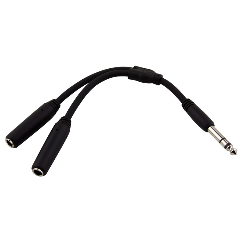 Pig Hog PY-S214S 6 in. Y Cable Stereo 1/4 in. (M)-Dual Stereo 1/4 in. (F)