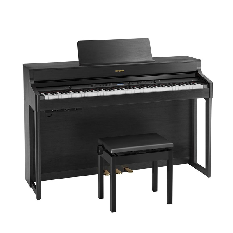 Roland HP-702 Digital Upright Piano with Stand and Bench – Charcoal Black