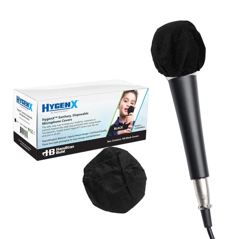 HamiltonBuhl HygenX Sanitary Disposable Microphone Covers, Black – Box of 100