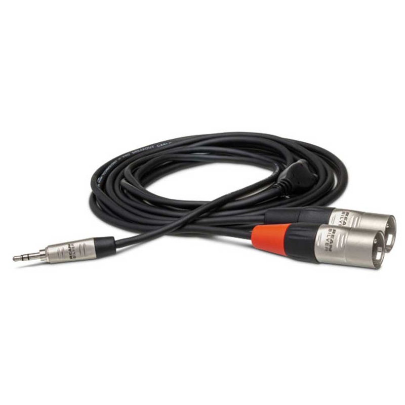 Hosa – HMX-006Y – 6 ft Pro Stereo Breakout Cable – REAN 3.5mm TRS Male to Dual XLR Male