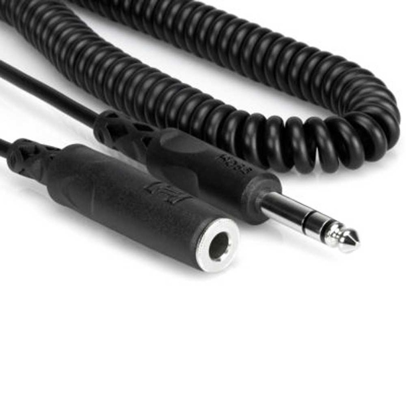 Hosa – HPE-325C – 25 ft Headphone Extension Coiled Cable – 1/4 in TRS Female to Male