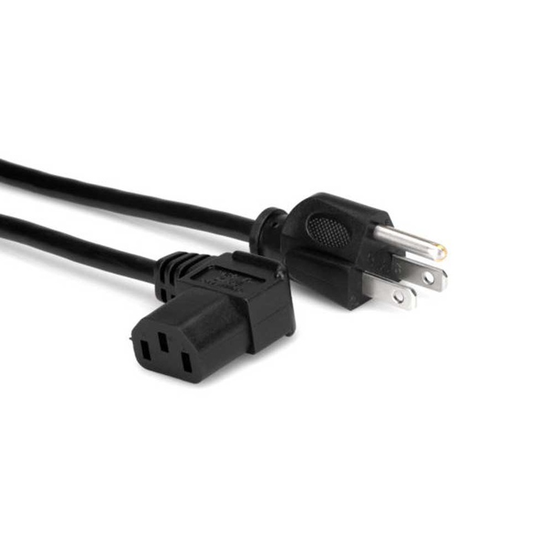 Hosa – PWC-141.5R – 1.5 ft Power Cable – 18 AWG –  NEMA 5-15P to Right Angle IEC C13