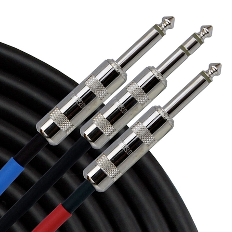 Rapco – YS-P-2 – 2 ft Y Cable – Single 1/4 inch TRS to Dual 1/4 inch TS