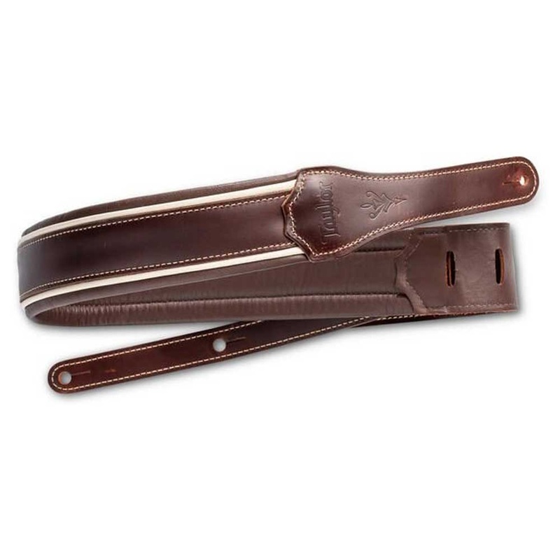 Taylor 4108-25 Century Cordovan Leather 2.5 in. Guitar Strap – Medium Brown and Ivory