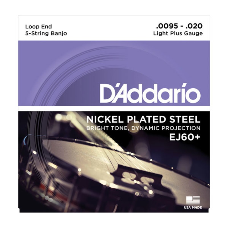 D’Addario EJ60+ Nickel 5-String Banjo Light Plus Strings 9.5-20