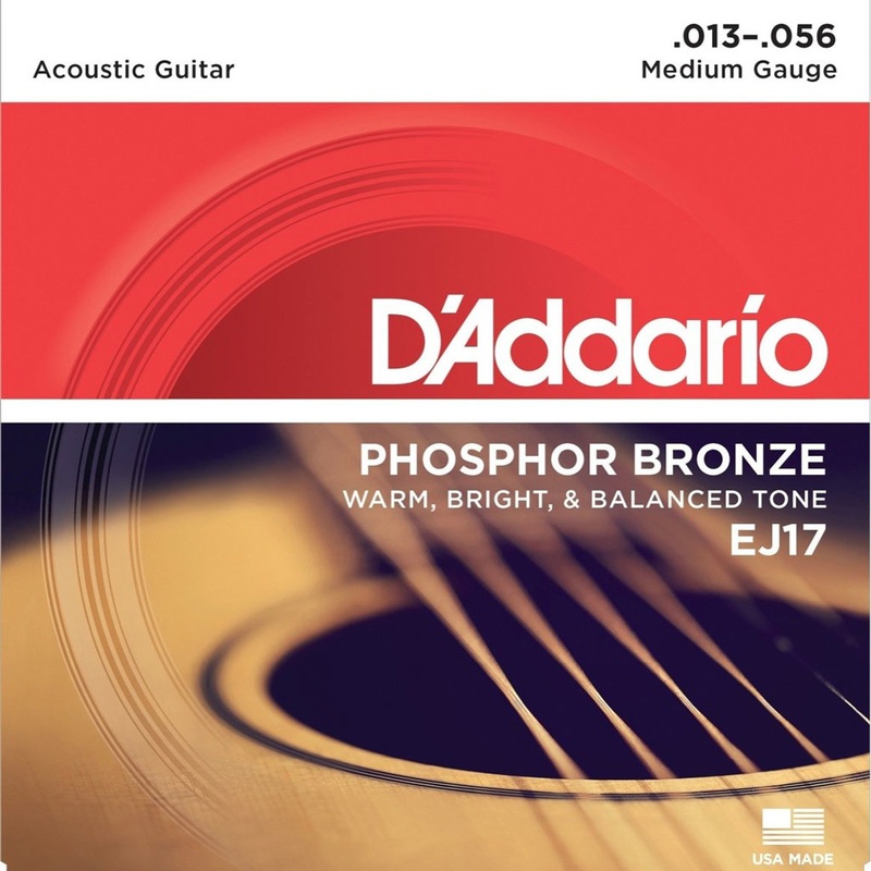 DAddario EJ17 Phosphor Bronze Acoustic Guitar Strings Medium 13-56