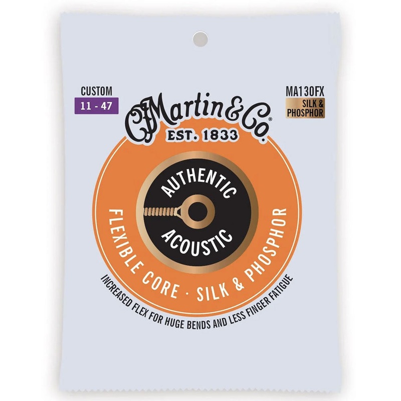 Martin MA130FX Authentic Flexible Core Acoustic Guitar String Set – Silk and Phosphor – Custom 11-48
