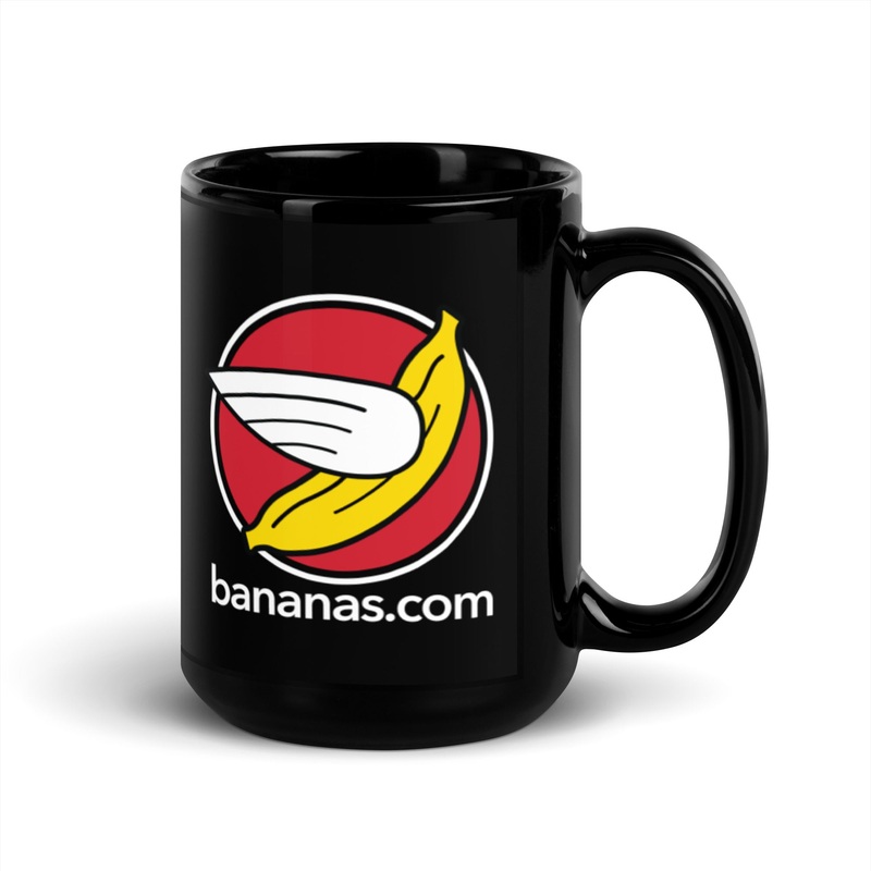 Bananas at Large Black Glossy Mug – Icon Logo