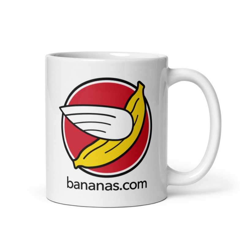 Bananas at Large White Glossy Mug – Icon Logo