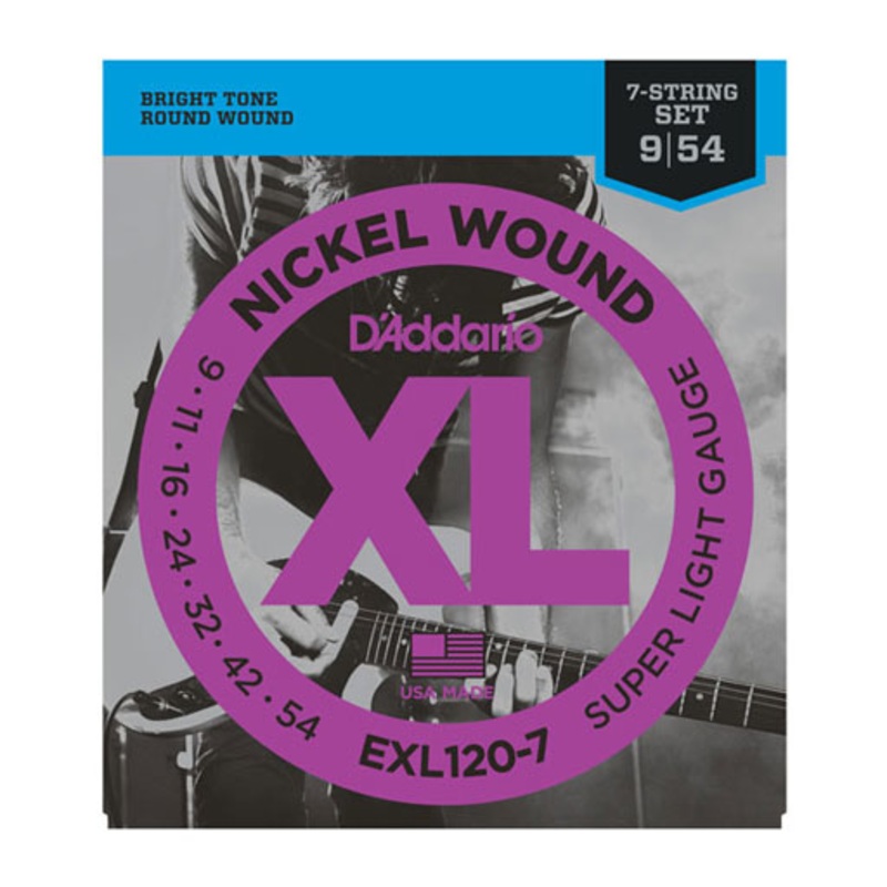DAddario EXL120-7 Electric String Set Nickel Wound Super Light 7-String 9-54