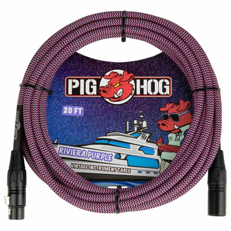 Pig Hog PHM20RPP Riviera Purple Woven Microphone XLR Cable – 20 ft.