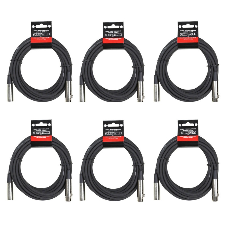 Strukture PRO20M7-6PK Microphone XLR Cable, 6 Pack – 10 ft.