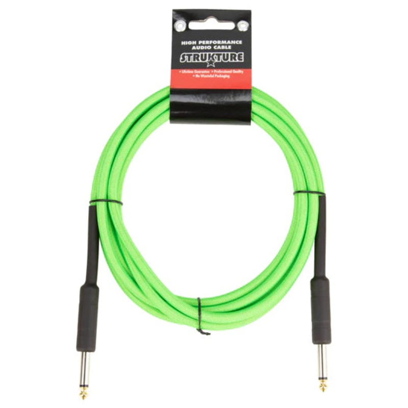 Strukture SC10NG Straight to Straight Instrument Cable – Woven Neon Green – 10 ft.