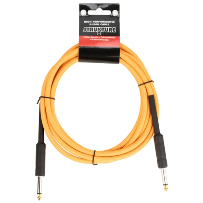 Strukture SC10NO Straight to Straight Instrument Cable – Woven Neon Orange – 10 ft.