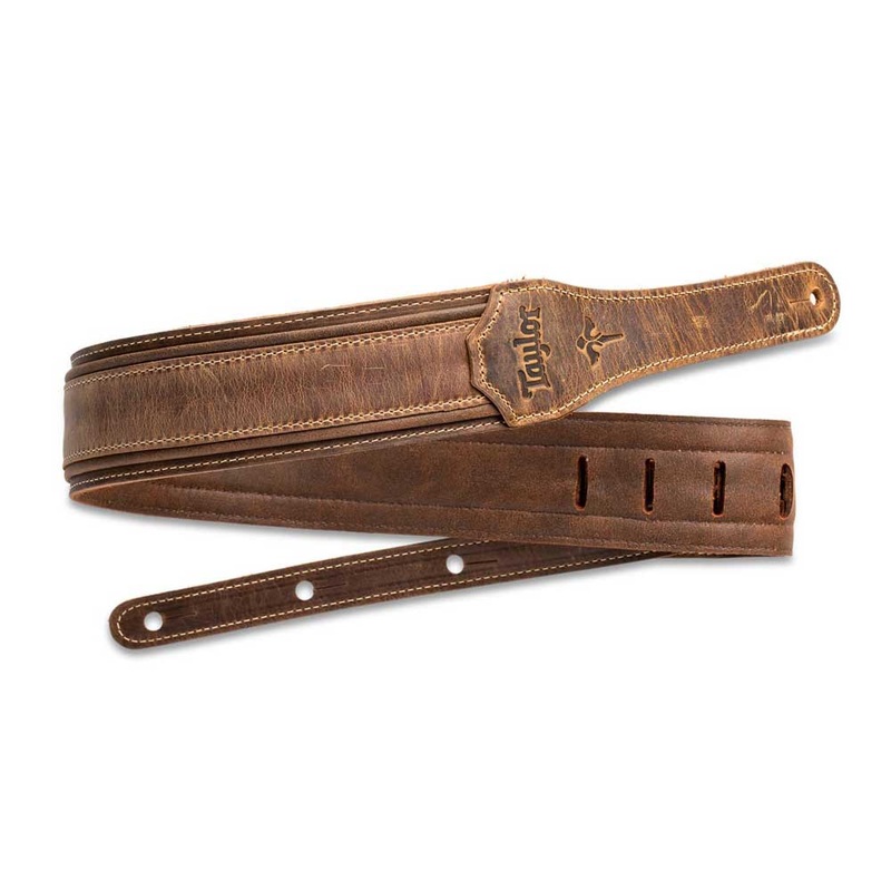 Taylor 4109-25 Wings Distressed Leather 2.5 in. Guitar Strap – Dark Brown