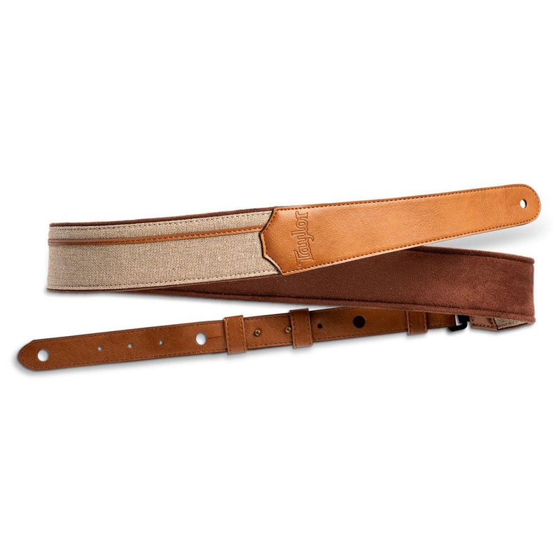 Taylor 4203-25 Vegan Leather 2.5 in. Guitar Strap – Tan with Natural Textile