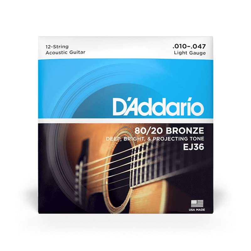 D’Addario EJ36 80/20 Bronze Regular Light 12-String Set, 10-47