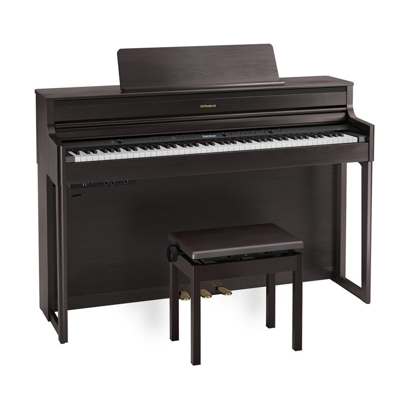 Roland HP-704 Digital Upright Piano with Stand and Bench – Dark Rosewood