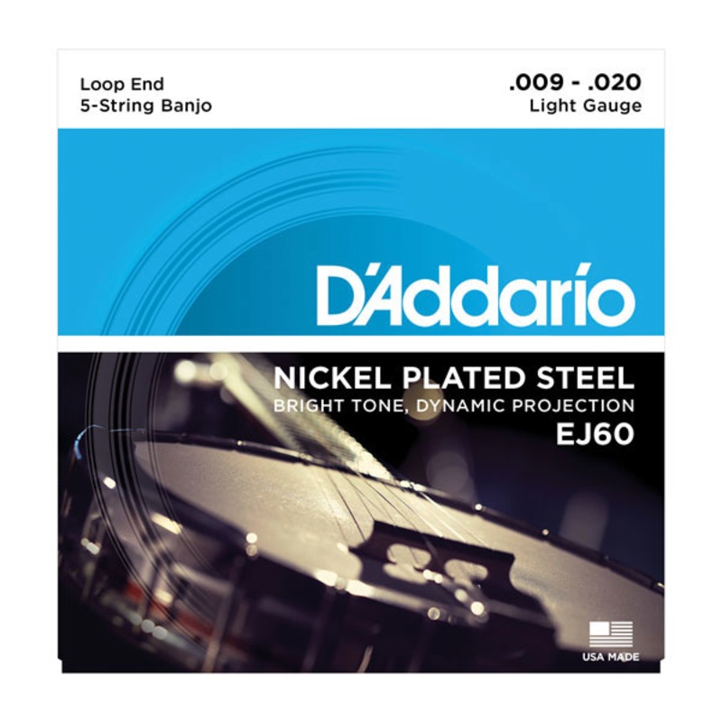 D’Addario EJ60 Nickel 5-String Banjo Light Strings 9-20