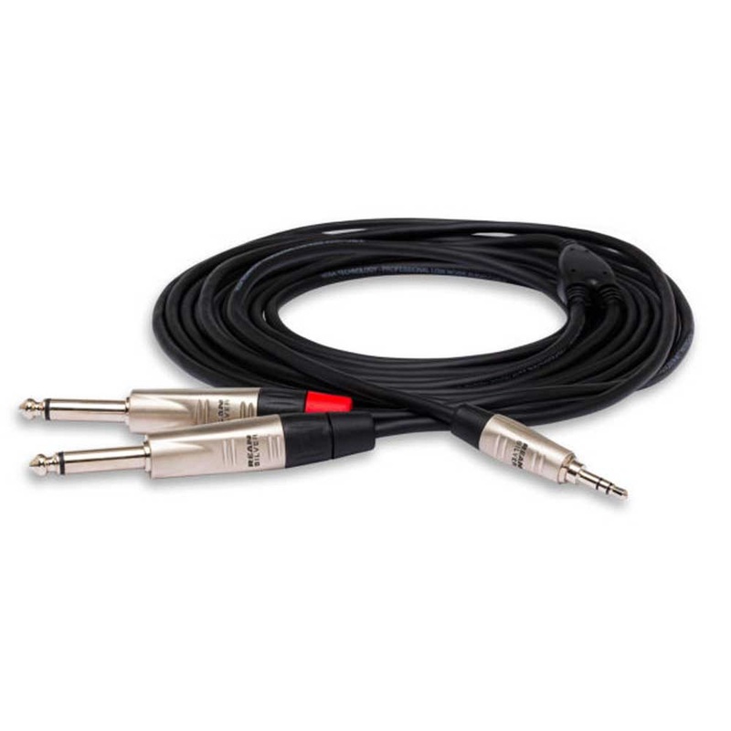 Hosa – HMP-006Y – 6 ft Pro Stereo Breakout Cable – REAN 3.5mm TRS Male to Dual 1/4 in TS Male