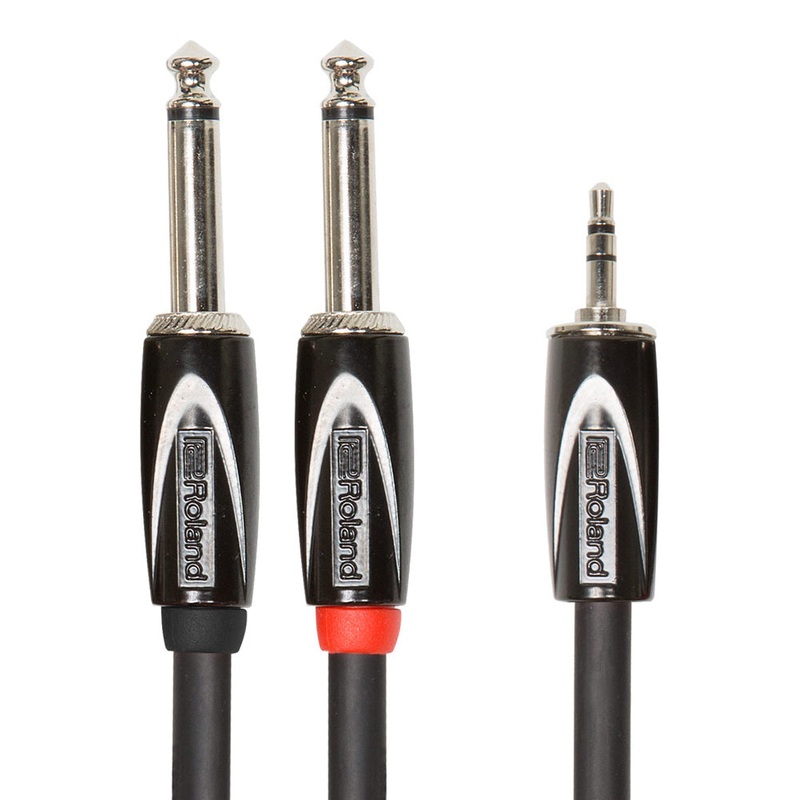 Roland RCC-5-3528 Black Series Dual TS 1/4 in. to 3.5mm TRS Interconnect Cable – 5 ft.