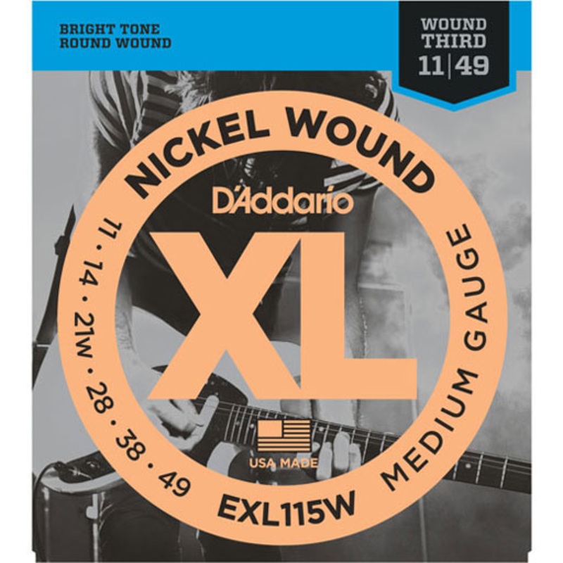 DAddario EXL115W Electric Nickel Wound Medium Blues-Jazz Rock Wound 3rd 11-49