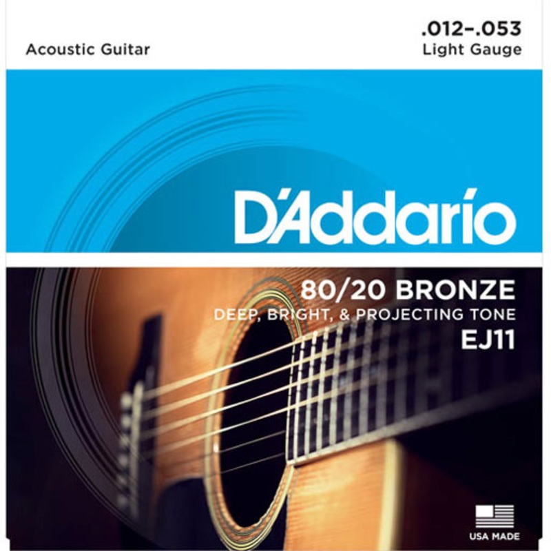 D’Addario EJ11 Light 80/20 Bronze Acoustic Guitar Strings 12-53