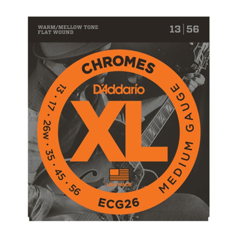 DAddario ECG26 Chromes Flat Wound Electric Guitar Strings Medium 13-56