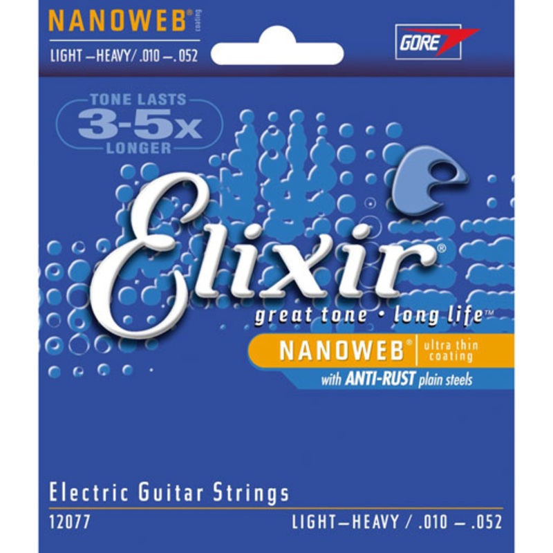Elixir 12077 Light-Heavy Electric Guitar Nickel Plated Steel Strings with Nanoweb Coating .010-.052
