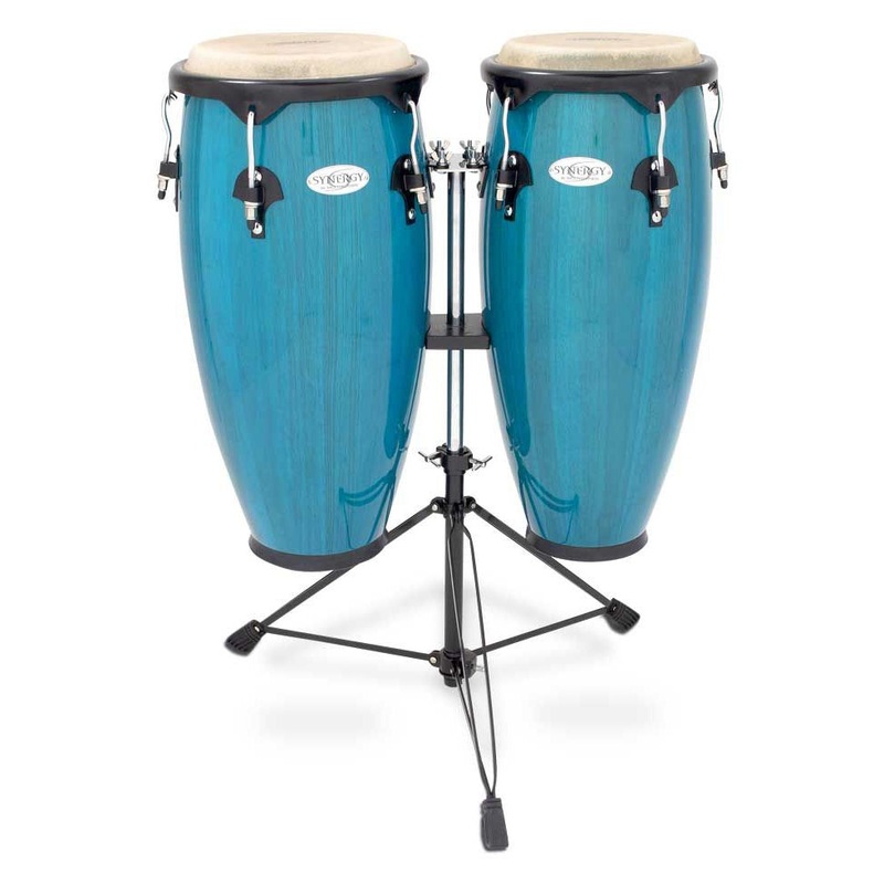 Toca Percussion Synergy Series Wood Conga Set with Stand – Transparent Blue