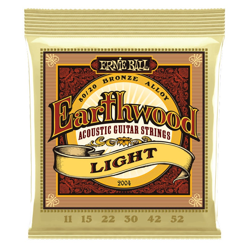 Ernie Ball P02004 Earthwood Light 80/20 Bronze Acoustic Guitar Strings – 11-52 Gauge