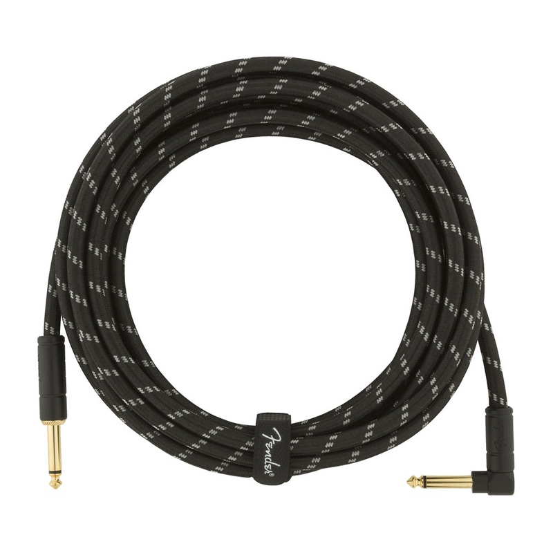 Fender Deluxe Series Straight to Angle Instrument Cable – Black Tweed – 15 ft.