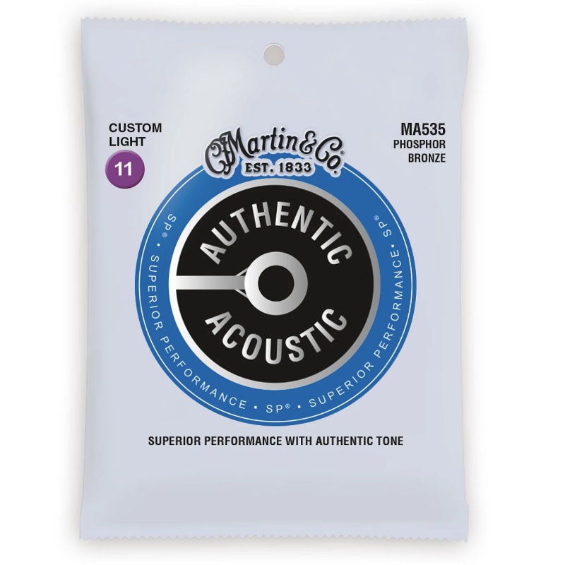 Martin MA535 Authentic Acoustic SP Custom Light 92/8 Acoustic Guitar Strings