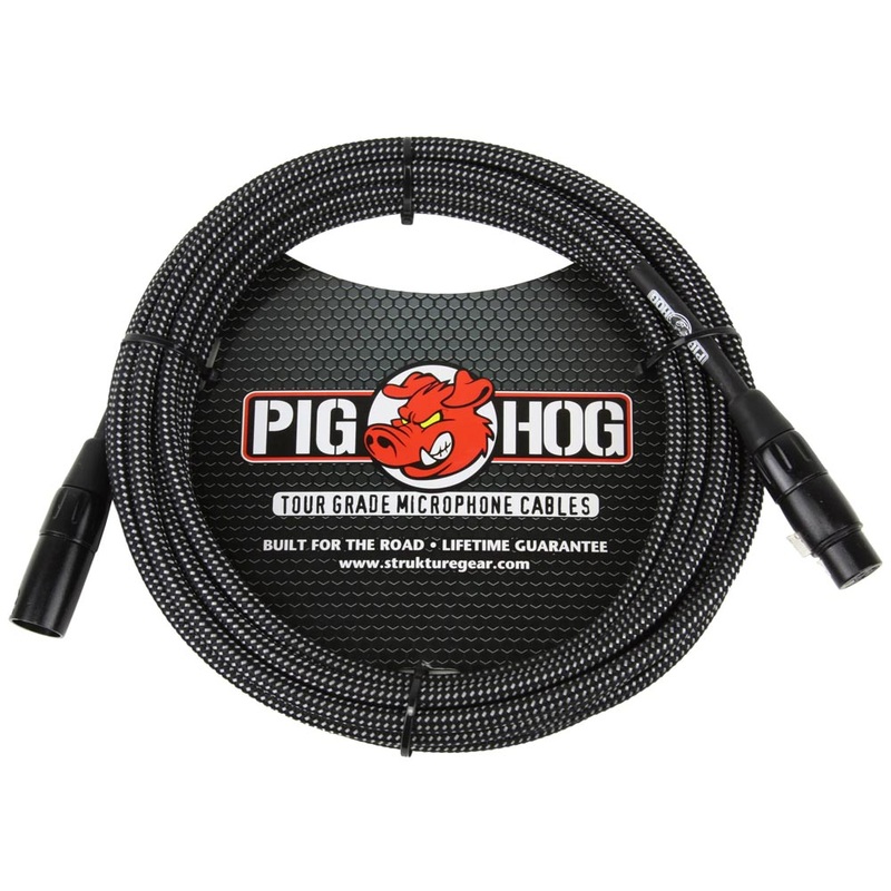 Pig Hog PHM30 Black & White Woven Mic XLR Cable – 30 ft.