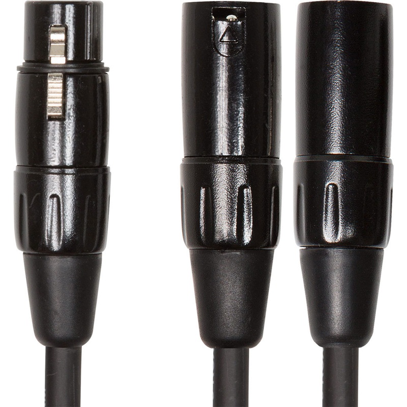 Roland RCC-YC-XF2XM Black Series Interconnect Cable XLR Female to Dual XLR Male Connectors – 6 in.