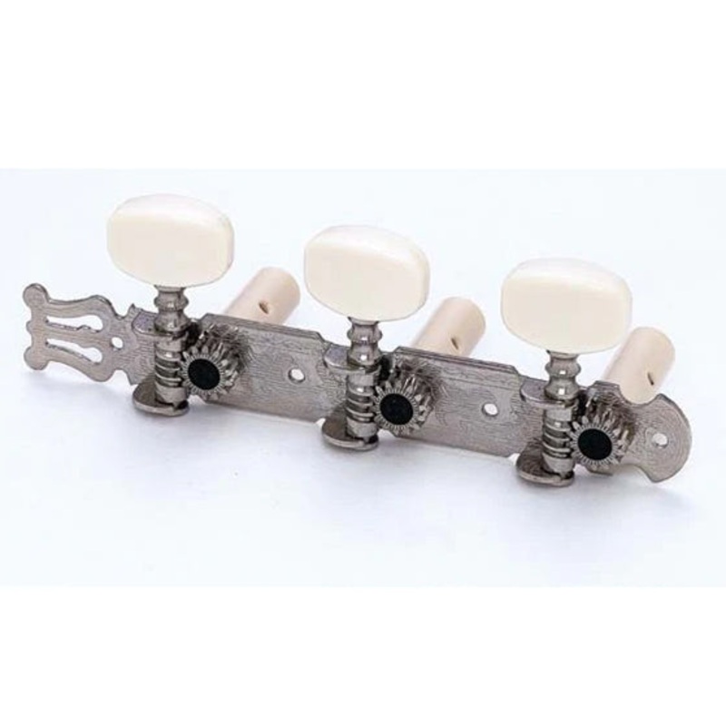 Allparts Classical Guitar Tuning Key Set with Square White Buttons – Nickel