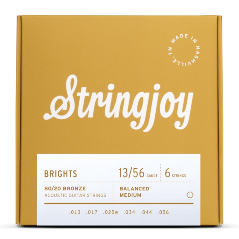 Stringjoy Brights | Medium Gauge (13-56) 80/20 Bronze Acoustic Guitar Strings