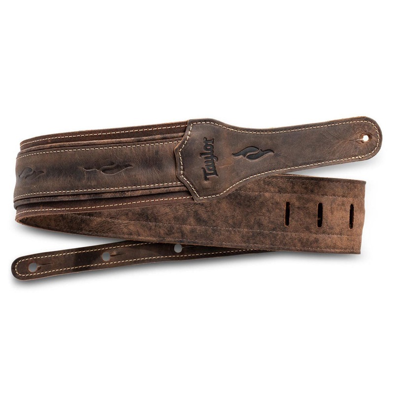 Taylor 4114-30 Element Series Distressed Leather 3 in. Guitar Strap – Dark Brown