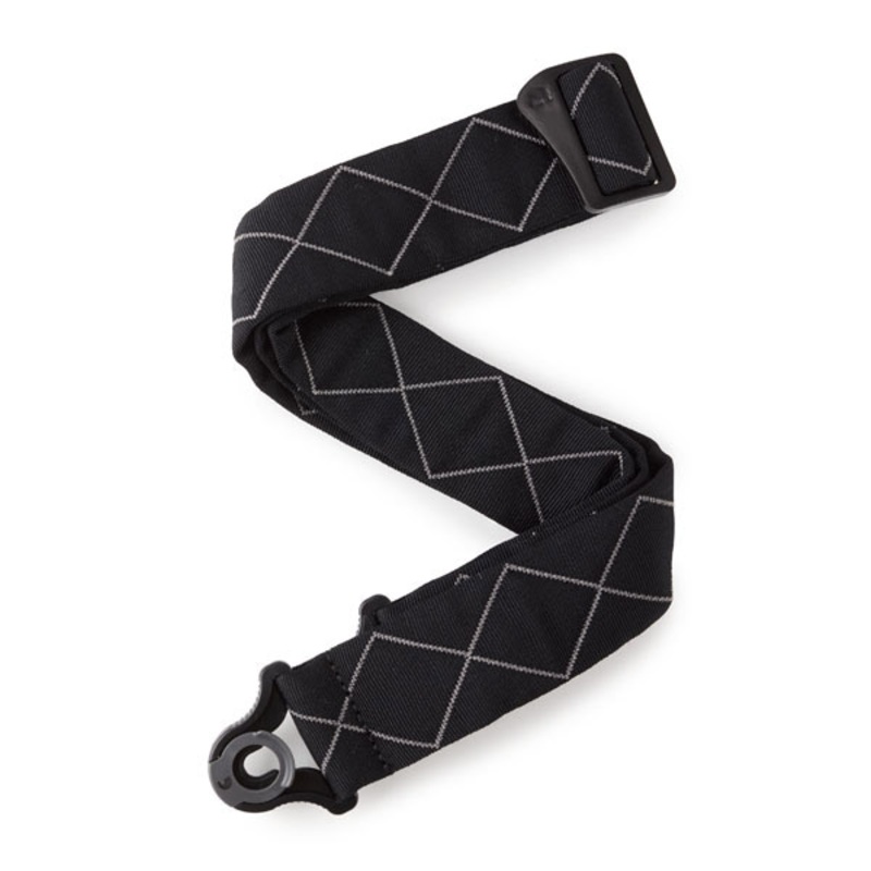 DAddario Auto Lock Guitar Strap – Black Padded Diamonds