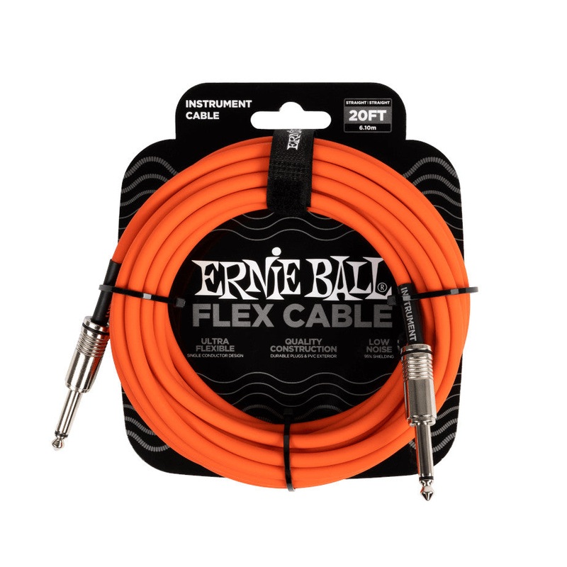 Ernie Ball Flex Instrument Cable Straight/Straight – Orange – 20 ft.