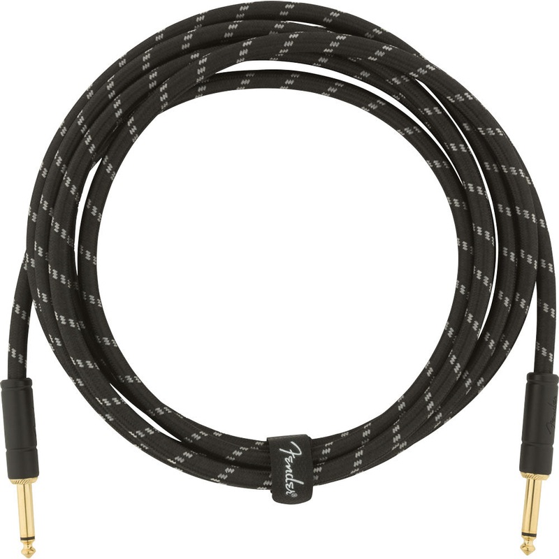 Fender Deluxe Series Black Tweed Instrument Cable, Straight to Straight, 1/4 in. to 1/4 in. – 10 ft.