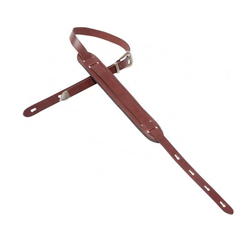 Levy’s PM23RV Leather 1 in. Guitar Strap with Shoulder Pad – Brown