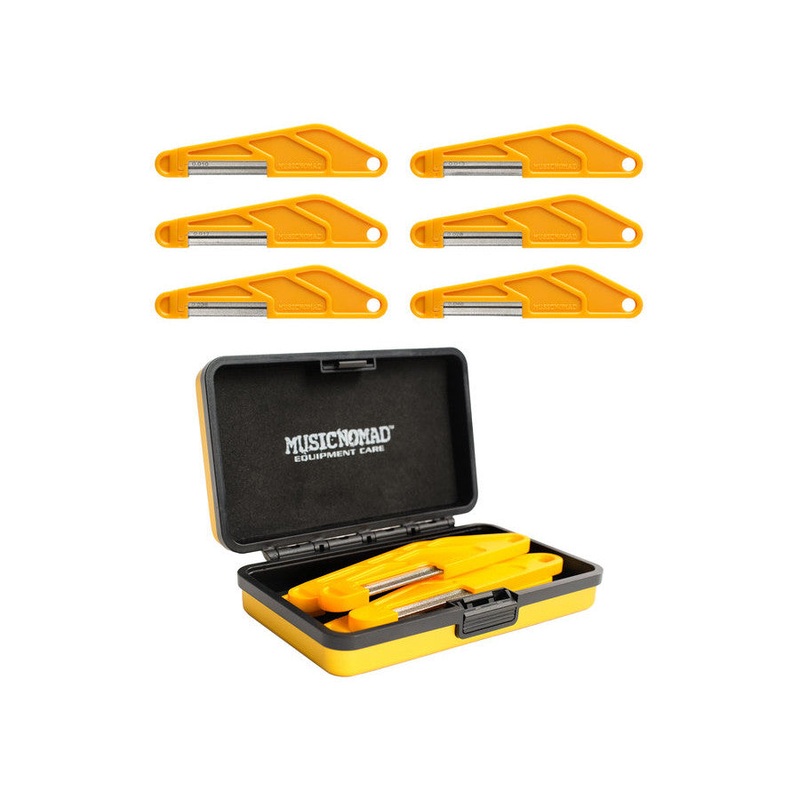 Music Nomad MN668 6 Piece Electric Guitar Diamond Coated Nut File Set – Light Strings w/ Storage Case